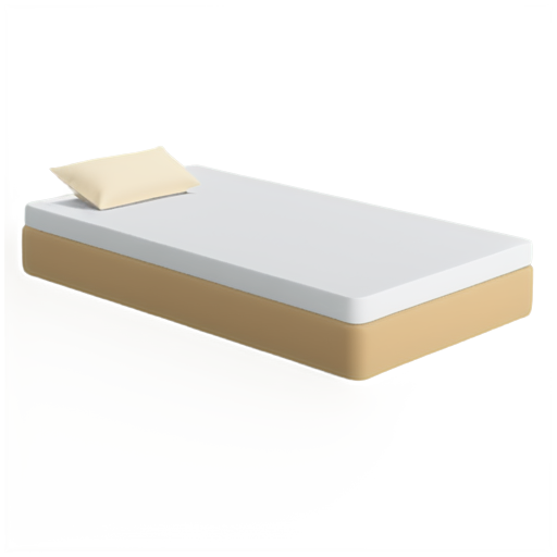 Create a schematic icon of a mattress that visually suggests a person lying on it. The mattress should be designed in a flat, modern style, showcasing its shape and structure clearly. Indicate the presence of a human figure by using a simple silhouette or outline at the center of the mattress, ensuring it depicts an even weight distribution. Use a light and neutral color palette to keep the design clean, minimalist, and visually appealing. - icon | sticker