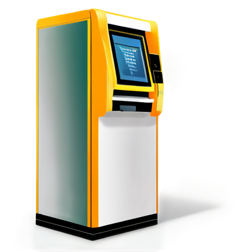 self-service terminal in yellow-orange colors - icon | sticker