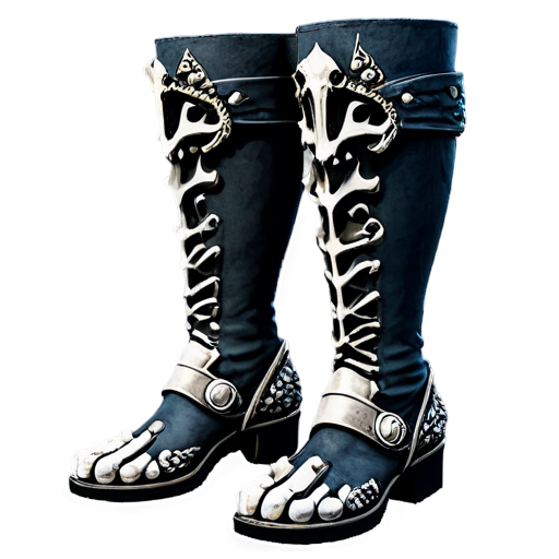 Medieval fantasy boots made of bones, matte - icon | sticker