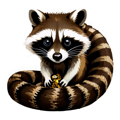 Raccoon with snake eyes, games, play, rgb - icon | sticker