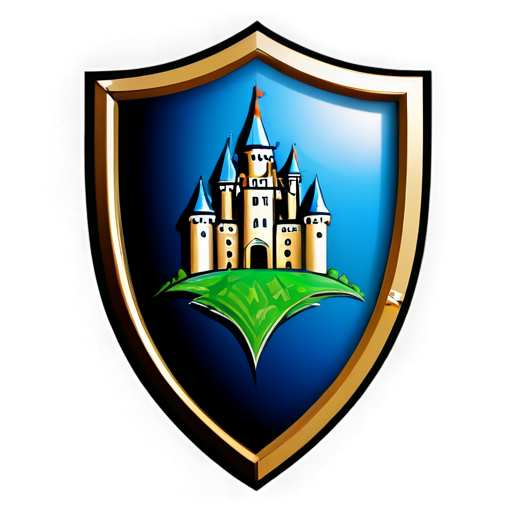 Imagine a logo with a shield and a stylized castle in the center. Around the castle, you can add abstract lines or patterns that symbolize a network or data - icon | sticker