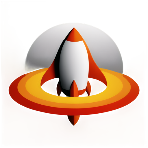 a small red space rocket with orange wings and one large round porthole in it - icon | sticker