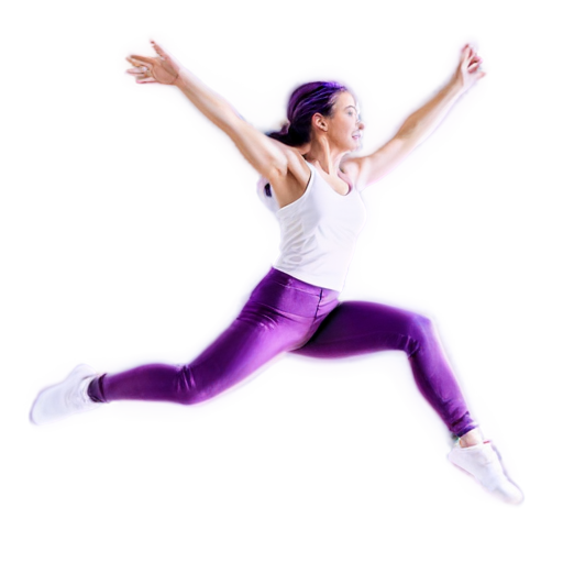 Logo pastel mystical, purple shades, white background, human jumping - icon | sticker