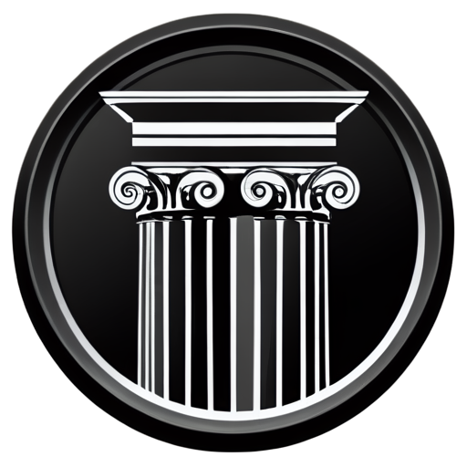 Greek column inside round icon with black rim - icon | sticker