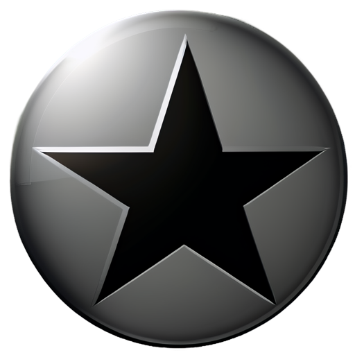 black star,circle,shadow,gun - icon | sticker