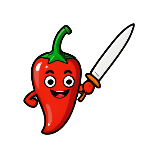 Chili emoji holding a knife - icon | sticker