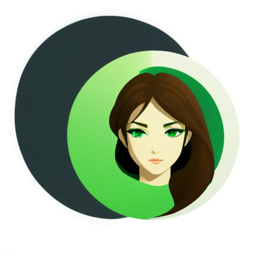 lawyer slavic brownhaired, green eyes girl with the moon on background, genshin style - icon | sticker