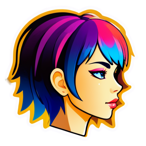 a colorful logo about half-profile headshot of a abstract digital figure with a colorful background - icon | sticker