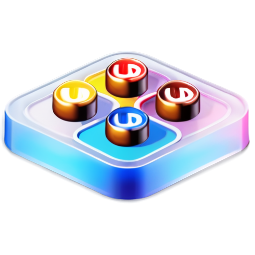 Create a 3D game logo named "Fun ludo", it should have ludo board within - icon | sticker