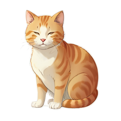 Animal icons,DWTB, simple background,no humans, closed eyes, no lineart, cat, solo,full body, planking, animal focus, u_u, blush stickers, *** , from side, - icon | sticker