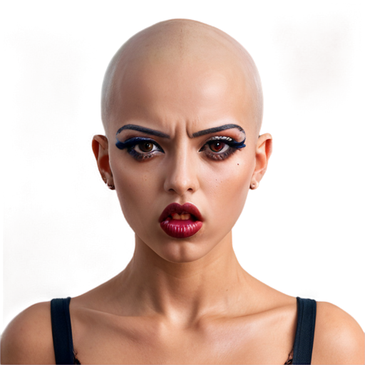 Bald ahegao face girl with passion eyes and messed makeup - icon | sticker