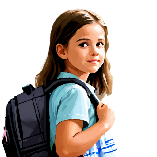 Pixel style,close up, 1girl, Child, carrying schoolbag - icon | sticker