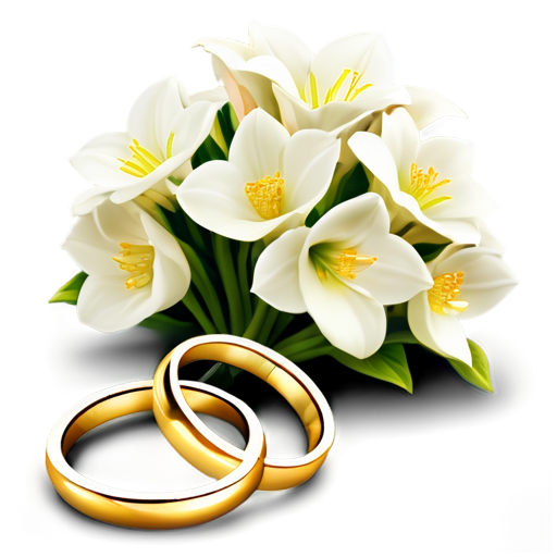 wedding rings, bouquet - icon | sticker