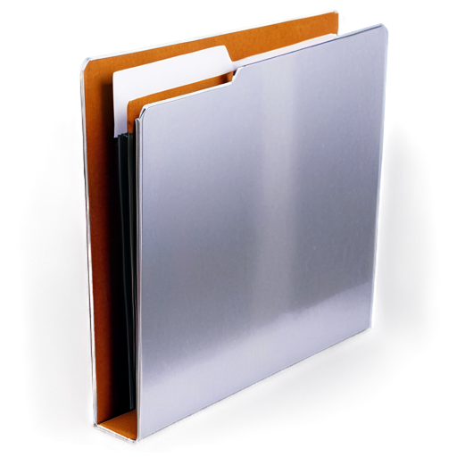 thick silver folder with papers. folder color - silver. sheets should stick out of the folder. transparent background. inscription on the folder "Case". image should take up 50% of the space. brown glow around the folder - icon | sticker