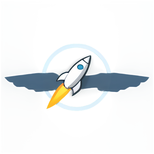 design logo for bank operations feed using flying rocket and newspaper with text on background - icon | sticker