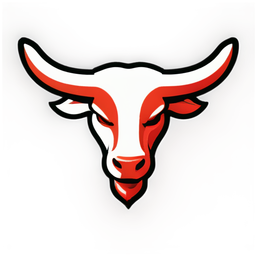 Abstract bull logo esports 1D in white and red style with the inscription bull industry - icon | sticker