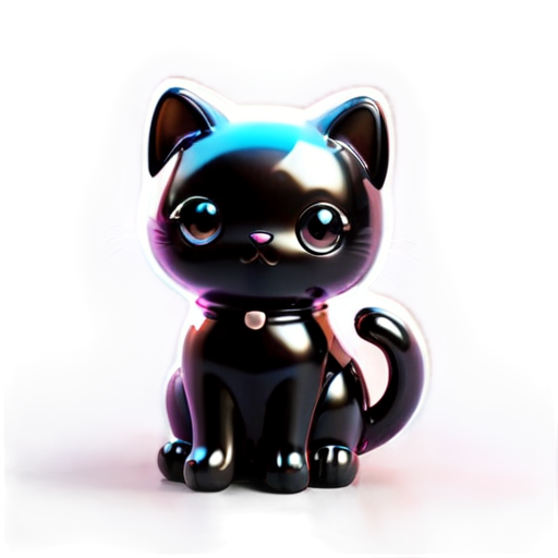 Black cute cat - icon | sticker