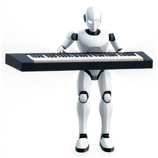 Robot playing electronic keyboard - icon | sticker