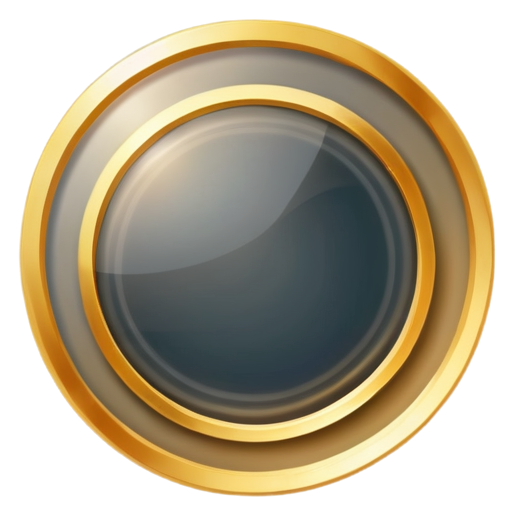 golden round icon transparent inside. inside there is a golden line crossing it - icon | sticker