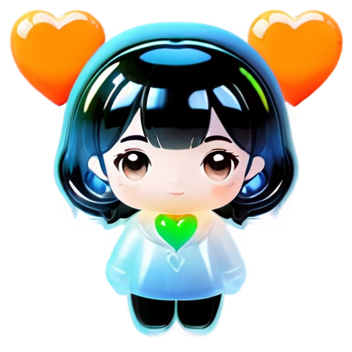 heart gree-orange - icon | sticker