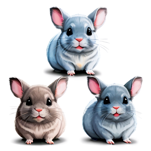 cute drawn chinchillas with different emotions - icon | sticker