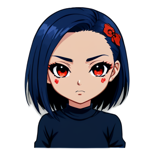 Anime bald pervert face girl with red eyes and dark makeup - icon | sticker