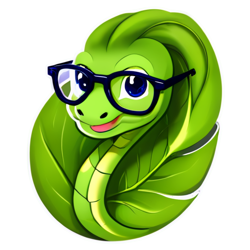 snake in the form of a long leaf with glasses - icon | sticker