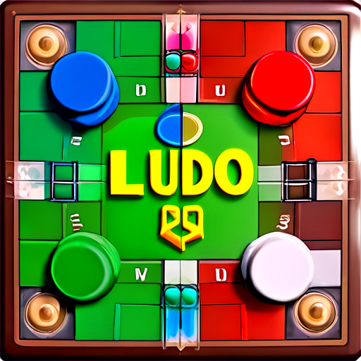 Create a 3D game logo named "Fun ludo", it should have ludo board within - icon | sticker