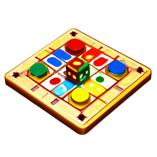 Create a 3D game logo named "Fun ludo", it should have ludo board within - icon | sticker