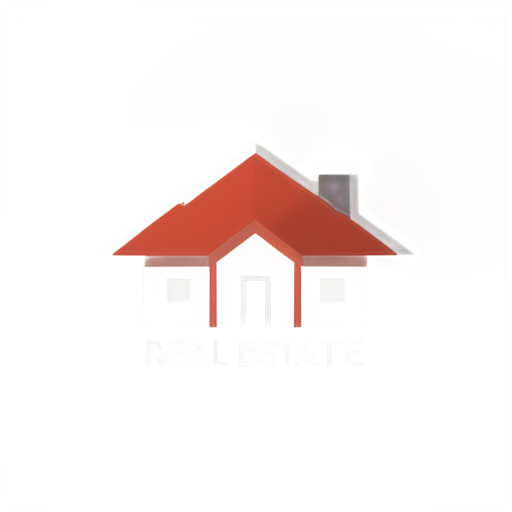 Hi. Generate a Flat illustration of the caption “Real Estate Agency” on a black background with red accents. Style - Simple shapes, minimalism - icon | sticker