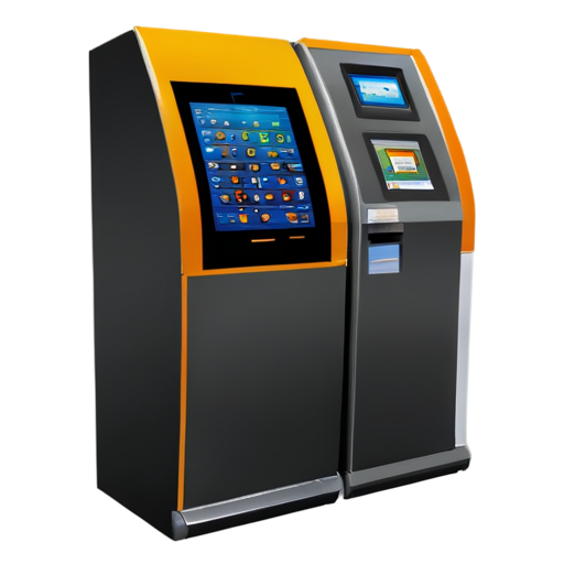 self-service terminal in yellow-orange colors - icon | sticker