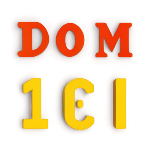 Generate icon with the phrase "DOM QA" in yellow style. Both words in different colors - icon | sticker