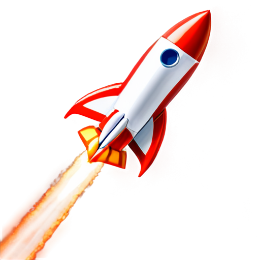 red and white rocket moved out from a laptop screen - icon | sticker