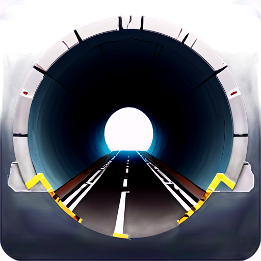 flat ios app icon for mountain tunnel with crack, simple design and background is blue - icon | sticker