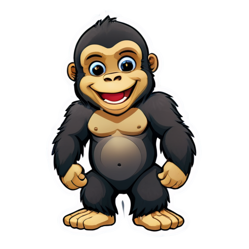 Sticker, Beautiful, kind gorilla, smiling - icon | sticker