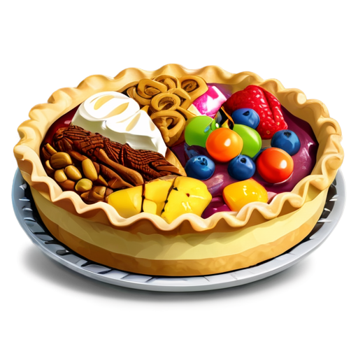 A huge pie made up of different meats and fruits. - icon | sticker