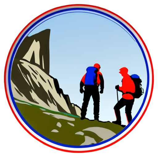 Emblem group of tactic group, students, round on background, stylized, local climbing group, emblem without text, group A - icon | sticker