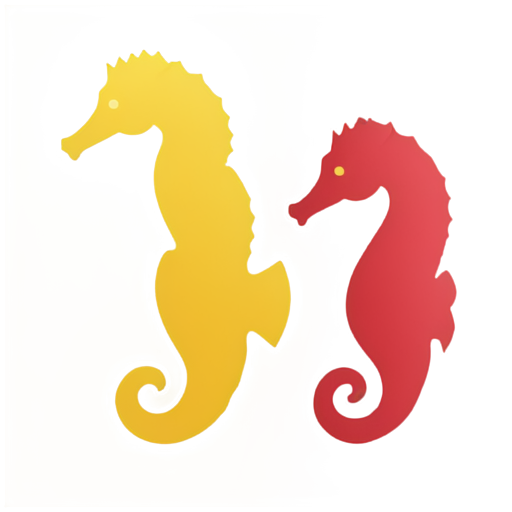 Abstract Flat Style Sponge Texture Left and Right Half Open Mouth seahorse - icon | sticker