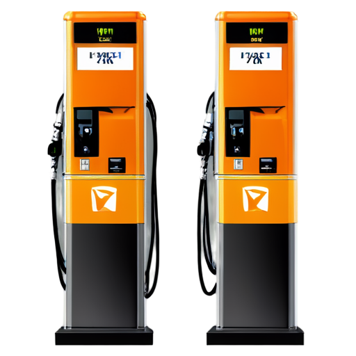 fuel dispensers in orange-yellow colors - icon | sticker