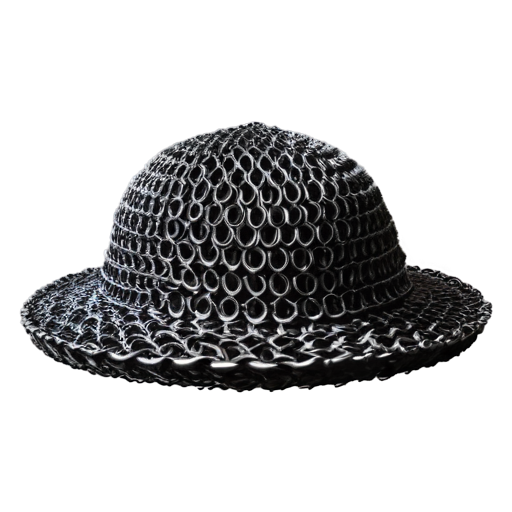 Medieval fantasy chainmail hat, made of steel rings - icon | sticker