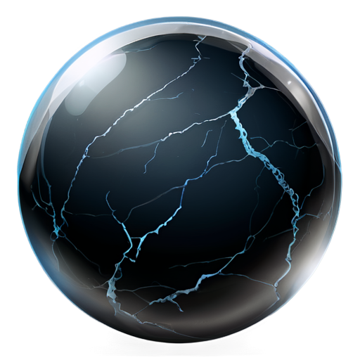 Clear glass orb containing a dark, cracked, ancient-looking stone with subtle glowing cracks. The stone gives off a mystical aura, floating at the center of the orb. - icon | sticker