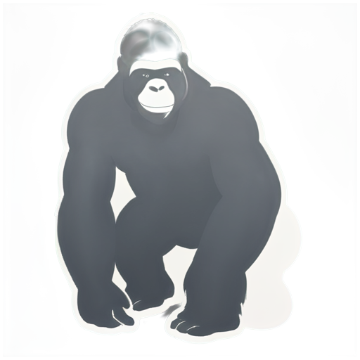 simple black gorilla with a baby gorilla that is the color white, inside it - icon | sticker