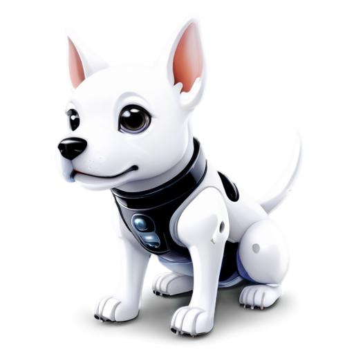 AI robot white dog, cute, cartoon - icon | sticker