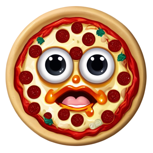 Pizza with a mouth and five eyes. - icon | sticker