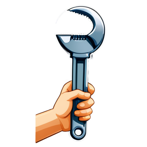 hand holding a wrench - icon | sticker