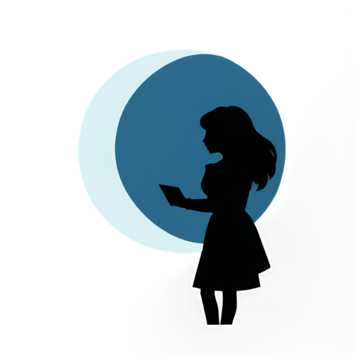 lawyer girl with the moon on background - icon | sticker