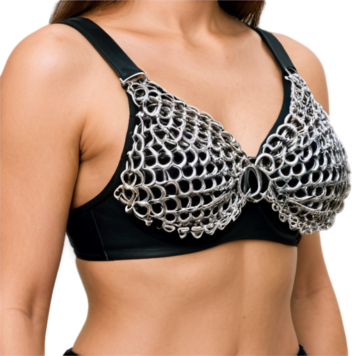 Medieval fantasy chainmail bra, made of steel rings - icon | sticker