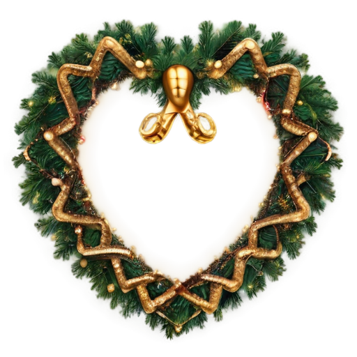 golden snake in the shape of a heart on the background of a Christmas tree. 2025 - icon | sticker