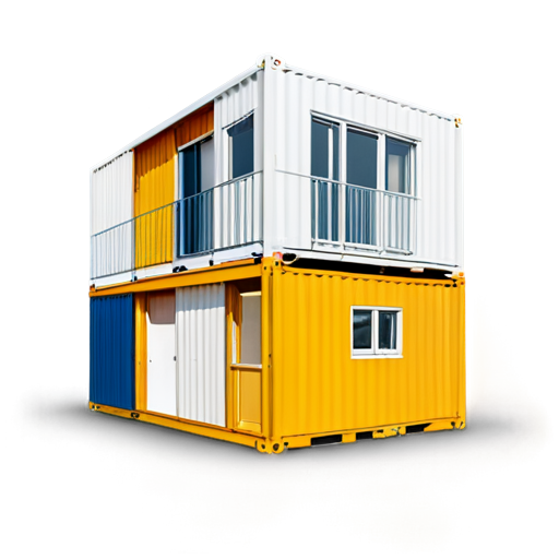 A clean, minimalistic four-quadrant design representing in yellow-white-blue colors, houses made of shipping containers,stylish, original, logo for the company. Each quadrant features its title with a simple, elegant icon: conteneur, a container with windows and a roof drawn in one line minimalistic, conteneur2, a silhouette of a container-house in which the name of the company conteneur is inscribed, conteneur3 an abstract image of a house from a container, conteneur a house from a container minimalistic in a 6-square The design uses soft, mutated colors and subtle gradients, with plenty of white space to maintain clarity and focus. Each quadrantis neatly divided, ensuring simplicity, balance, and visual harmony - icon | sticker