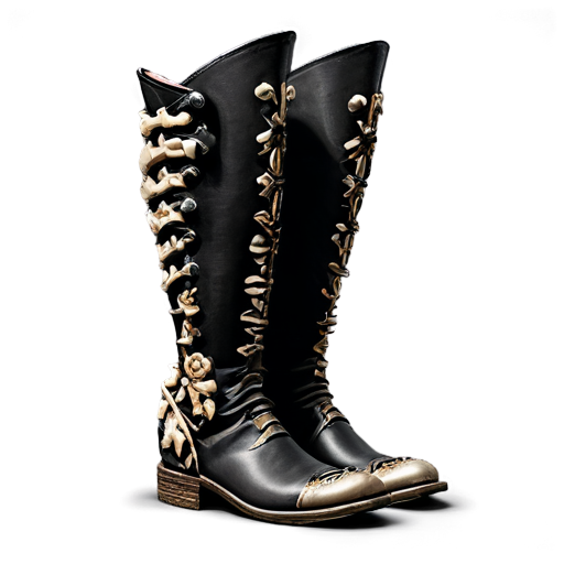 Medieval fantasy plate boots made of bones, matte - icon | sticker